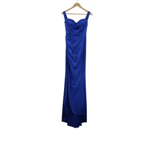 Royal Blue Satin Sweetheart Neckline Evening Gown Formal Dress Floor Length Slit thumbnail 2