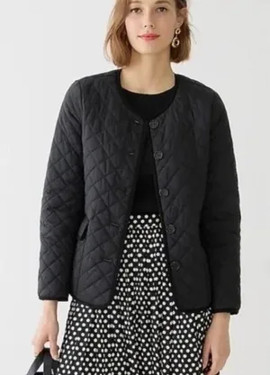 J. Crew Signature Puffer Quilted‎ Lightweight lady jacket in Black Size 14 thumbnail 1