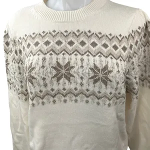 J.Crew Women's Cream Fair Isle Holiday Christmas Pullover Sweater Top Size L thumbnail 2