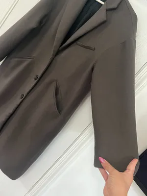 ZARA Brown Oversized Longline Blazer Coat Quiet Luxury Minimalist Old Money Sz S thumbnail 13