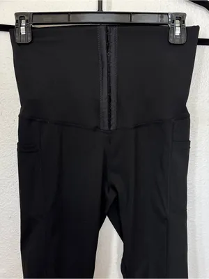 Solid Black Waist Trainer Shapewear Leggings Size M thumbnail 3