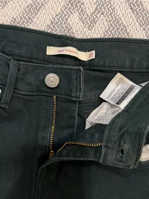 LEVI’S Women’s Mid Rise 505 Straight Leg Hunter Green Denim Jeans 27 thumbnail 6