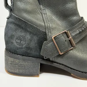 Timberland Womens Black Leather Suede Moto Ankle Boots Buckle Side Zip Biker 7.5 thumbnail 7