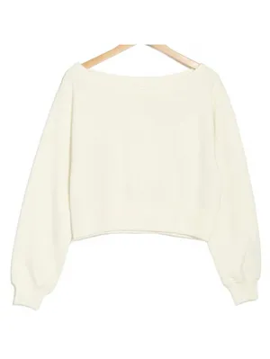 Abound V-Neck Crop Sweatshirt NWT Ivory XL thumbnail 3