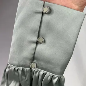 Express Sage‎ Green Satin Open Back Long Sleeve Blouse XS thumbnail 4
