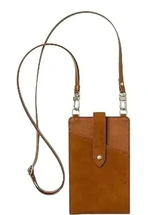 Heyday Phone Holder‎ Crossbody Brown Faux Leather New​​​ thumbnail 1