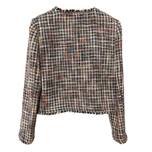 Calvin Klein Tweed Blazer Open Front Frayed Edges Size 14 Women Office Attire‎ thumbnail 2