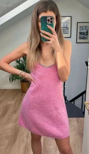 ZARA Wool Alpaca Beaded Strappy Dress Size S thumbnail 1