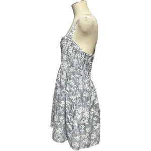 American Eagle Gingham Sundress Adjustable Straps Blue White Floral Large thumbnail 3
