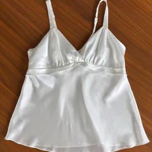 Flora by Flora Nikrooz White Satin Blouse Slinky Sleepwear Tank Top Summer‎ XL thumbnail 1