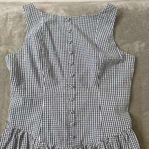 Wild Fable Seersucker Gingham Plaid Mini Dress Womens L Navy White Button Front Drop Waist thumbnail 12