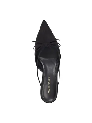 Marc Fisher Pointed Toe Faux Suede Kitten Heel Mules with Bow MFFLORIN3 Black 9M thumbnail 14