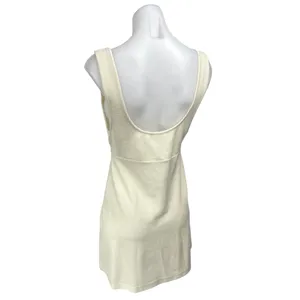 Free People Beach Olivia Cream Sleeveless Rib Knit Button Down Mini Tank Dress M thumbnail 2