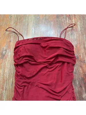 Princess Polly Deep Red Ruched Mini Dress US Size 8 thumbnail 2