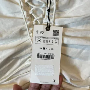 Zara Sz S Draped Linen Blend Dress in Oyster White‎ Women's New thumbnail 5