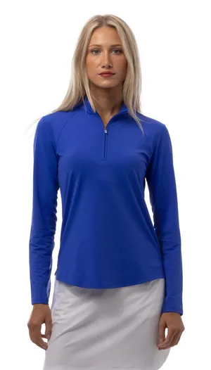 San Soleil SoCool Golf Tennis Long Sleeve Mesh Panel Shirt UPF 50 Sz S 💚🎀 thumbnail 1