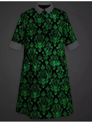 NWT Disney The Haunted Mansion Wallpaper Glow in the Dark Shirt Dress S thumbnail 6