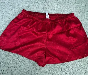 Red Satin Sleep Shorts with Tiny Dot Detail Womens Size Medium thumbnail 1