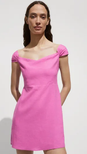 Mango Pink Linen Dress thumbnail 1