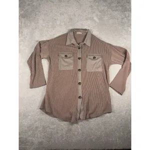 Reb. in J 220 Heather brown Ribbed Shirt Shacket‎ Size XL Lightweight thumbnail 4