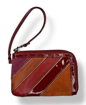 Fossil‎ Women's Wristlet Coin Purse Striped Leather Card Holder Zipper Wallet thumbnail 1