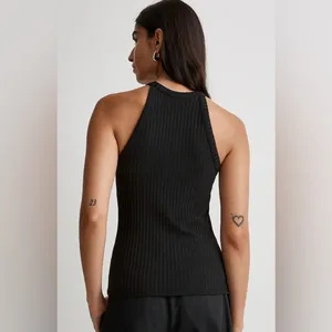 Madewell Womens Black Ribbed Cutaway Crewneck Tank thumbnail 6