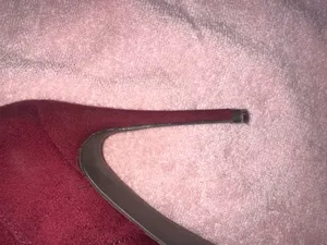 Burgundy suede thigh-high stiletto boots thumbnail 3