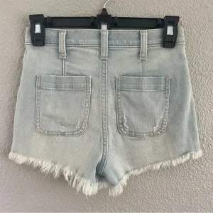 Abercrombie & Fitch High Rise Jean Shorts size‎ 0 Frayed Hem Basketweave pockets thumbnail 3