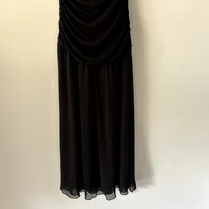 Camila Coelho Black Ruched Deep V Midi Dress Sleeveless Evening Cocktail Dress thumbnail 4