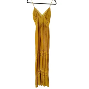 RUE 21 Mustard Yellow Gauzey Lace Maxi Dress Size Small thumbnail 3
