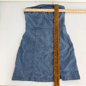 American Eagle Strapless Mini Dress Womens Small Polka Dot Denim Tube Blue thumbnail 8