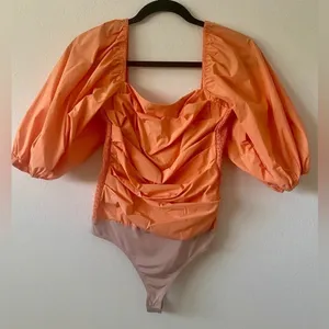 Amanda Uprichard Lucrezia Nectarine Balloon Sleeve Bodysuit thumbnail 3