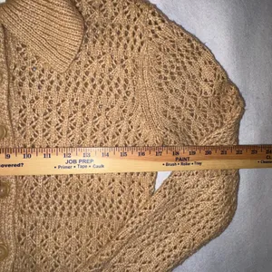 Joie Brown‎ tan Crochet Collar Button Front Cardigan Sweater Top Size S thumbnail 10