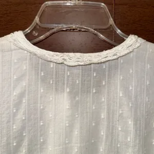 NWT $98 Free People White Ella Dot Peasant-Style Button Up Eyelet Blouse XS thumbnail 10