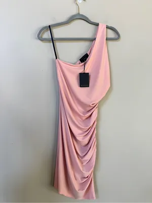 NWT Michael Costello x Revolve Bodycon Mini Dress Blush Pink one shoulder Small thumbnail 4