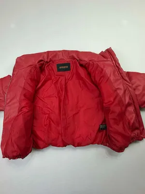 Ambiance Outerwear Women's Red Faux Leather Cropped Puffer Jacket thumbnail 3