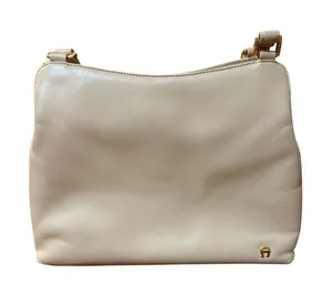 Etienne Aigner Cream Leather Shoulder Bag Gold Hardware Triple Compartment Purse thumbnail 1