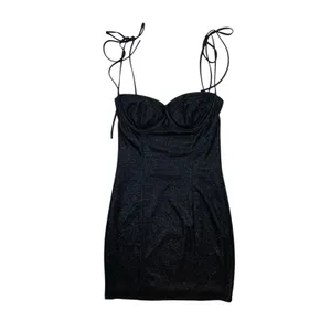Lucy In The Sky Black Glitter Bustier‎ Bodycon Mini Dress XS thumbnail 2