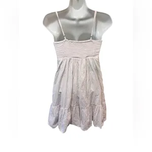 Abercrombie & Fitch White Babydoll Smocked Dress S Ruffle Hem Romantic Coquette thumbnail 3