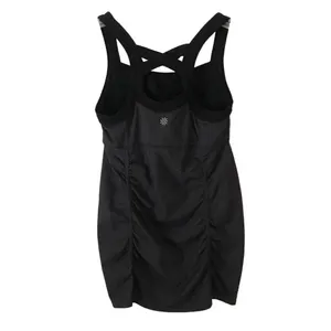 Athleta scrunch ruched‎ crisscross athletic long charcoal gray tank top XS thumbnail 2
