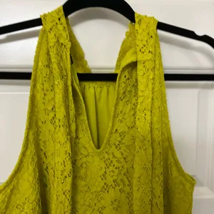 J. Crew Chartreuse Lace Halter Tie Neck Blouse Size S thumbnail 6