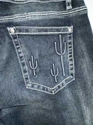 Flamingo Contrast Stitching Cactus Accent Jeans Dark Wash Size 12 thumbnail 6
