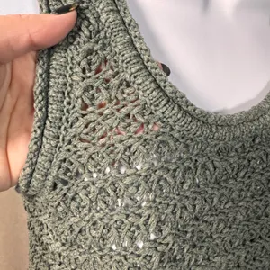 Aerie Textured Open‎ Knit Tank Green S Sheer Lagenlook Boho Earthy Neutral thumbnail 3