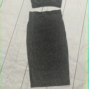 Love culture silver two piece bra and pencil skirt thumbnail 2