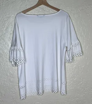 Banana Republic Top‎ XL White Scalloped Laser Cut Crepe Minimalist Chic Women's thumbnail 1