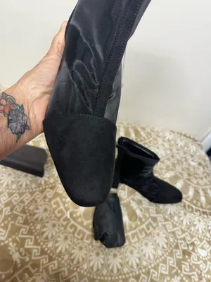 a new day Black Pointed Toe Block Heel Mesh Ankle Boots thumbnail 5