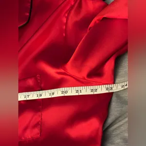 Linea Donatella Womens Satin Notch-Collar Pajama Set Size Large Color red thumbnail 7