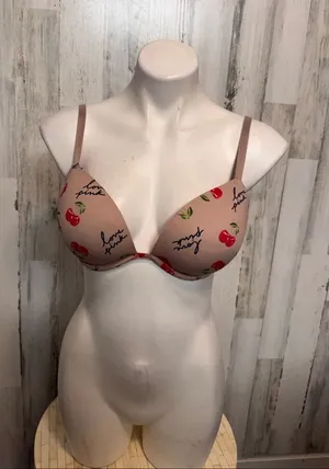 Victoria’s Secret Pink Cherry Print Push Up Bra Love Pink 34D thumbnail 1