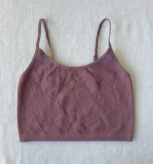 Women’s Purple Ribbed Cropped Tank Top thumbnail 1