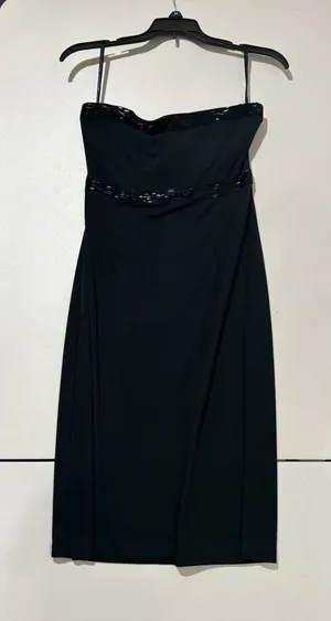 VTG The Limited Y2K Dress Sz S Black Beaded Strapless Empire Waist Party Dress thumbnail 1